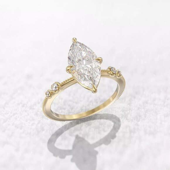 💎 Exclusive Gold Plated 3A Marquise Cut CZ Ring for Women, FB16FA1062 - Picture 1 of 7